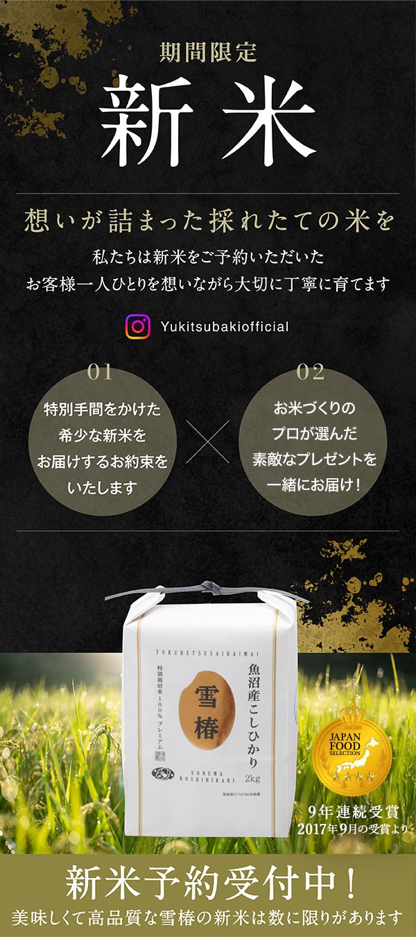 【令和8年産】新米予約 最高級魚沼産コシヒカリ「雪椿」20kg（5kg×4袋）