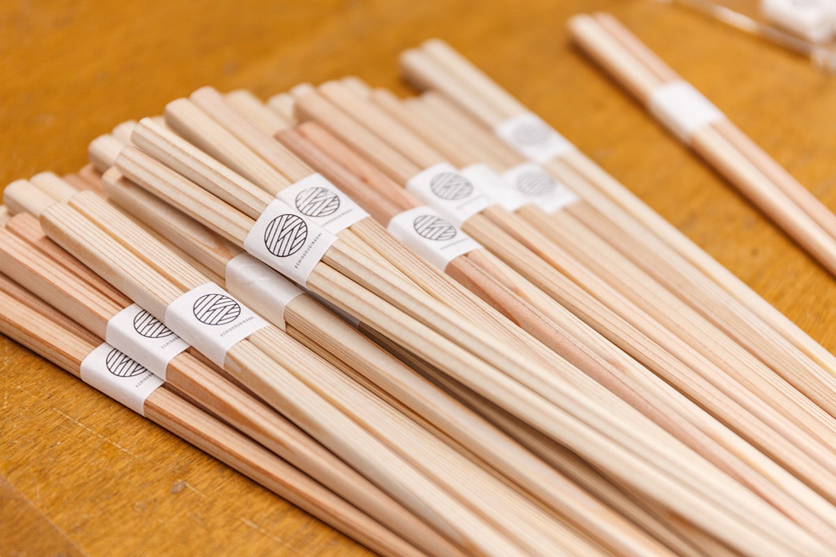 雪椿 越後杉箸 箸袋セット