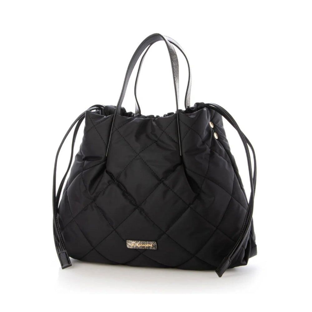[1個]LA BAGAGERIE ドローストリング×キルト2WAYトート Sサイズ ブラック　　