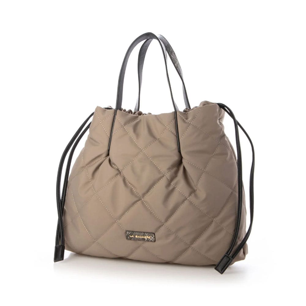 [1個]LA BAGAGERIE ドローストリング×キルト2WAYトート Sサイズ グレー　　