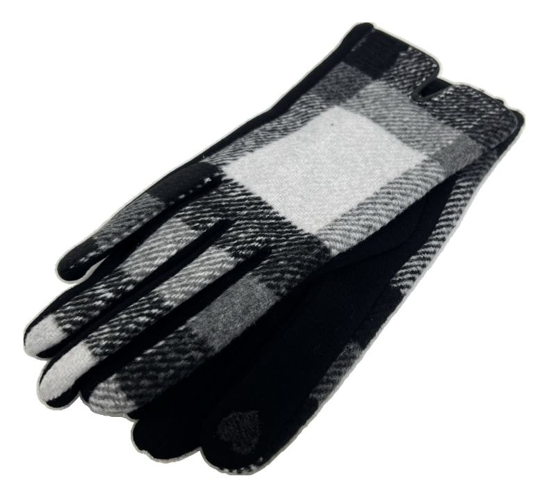 [1個]チェック柄 グローブ／WHITE x BLACK　　