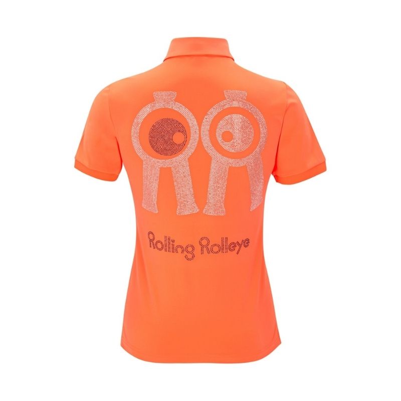 【直送品（買い合わせ不可）】Mサイズ レディース Rolling Rolleye クリスタル カラー Tシャツ オレンジ　　