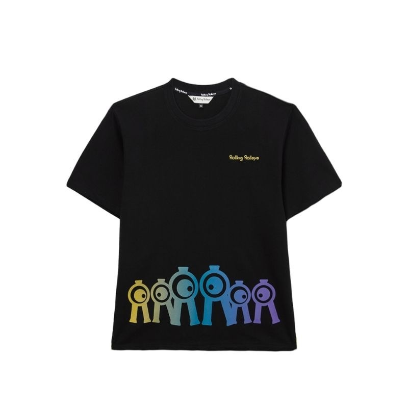 【直送品（買い合わせ不可）】Lサイズ ユニセックス Rolling Rolleye ロールロール アラウンド スクリーン Tシャツ ブラック　　