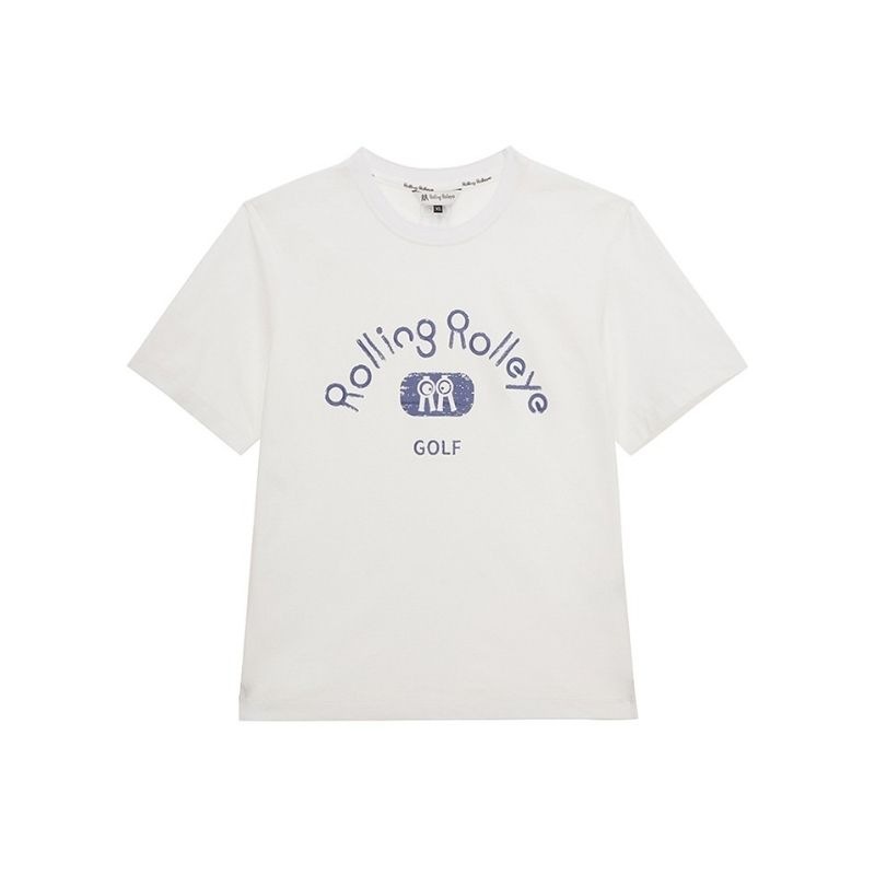 【直送品（買い合わせ不可）】XLサイズ ユニセックス Rolling Rolleye ロールロール ホワイト ブルー ラウンドTシャツ ホワイト　　
