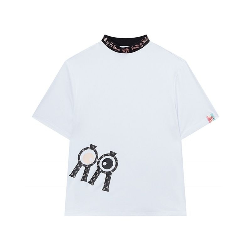 【直送品（買い合わせ不可）】Mサイズ レディース Rolling Rolleyeアリ ソリッド クール ハイネック ホワイト　　