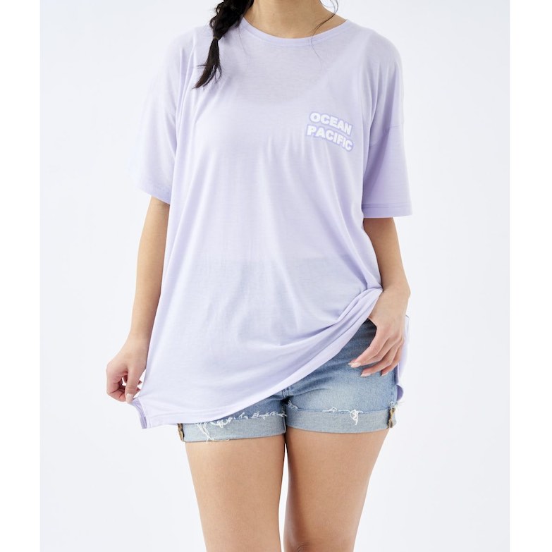 サイズ：XL　Ocean Pacific レディース ハイブリッドバックプリントTシャツ（LAV）　　