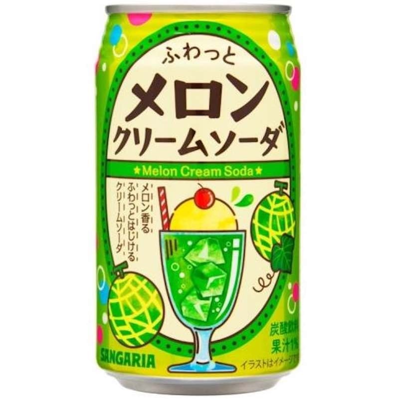 [24本]サンガリア ふわっとメロンクリームソーダ缶　350g　賞味期限2026.02.28
