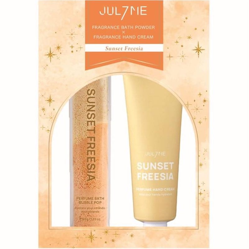 [2セット]JUL7ME(ジュライミー) バスパウダー&ハンドクリームセット サンセットフリージア　30ml+32g　