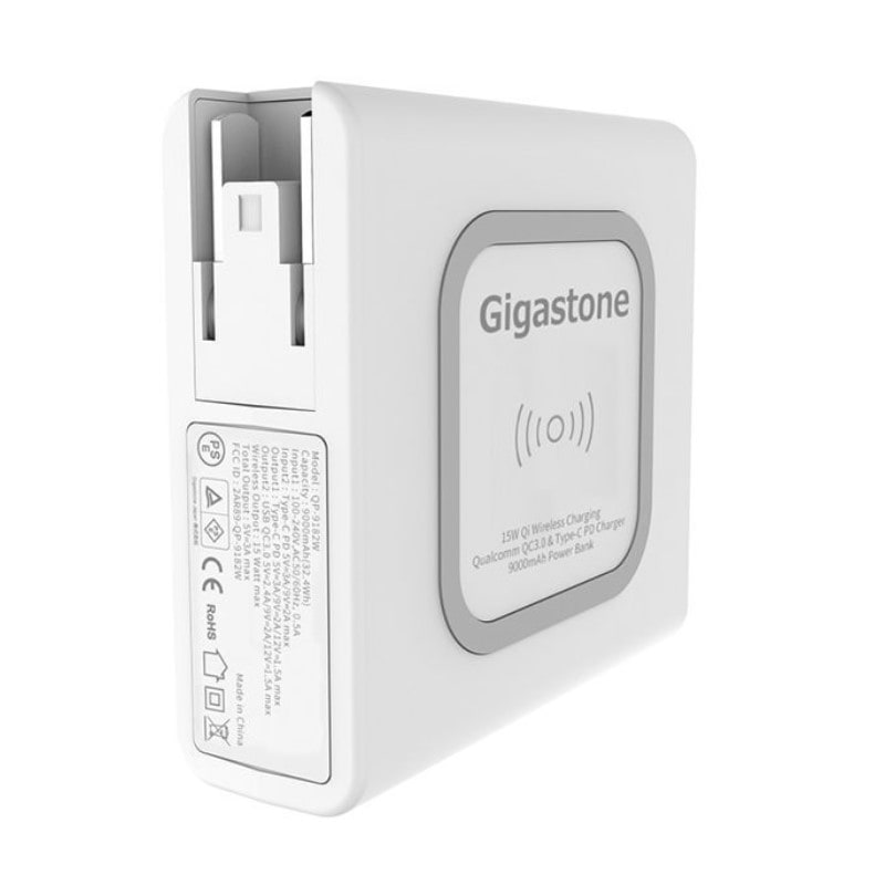 [1個]Gigastone 3 in 1 モバイルバッテリー Qiワイヤレスチャージャー GJQP-90AWH　　