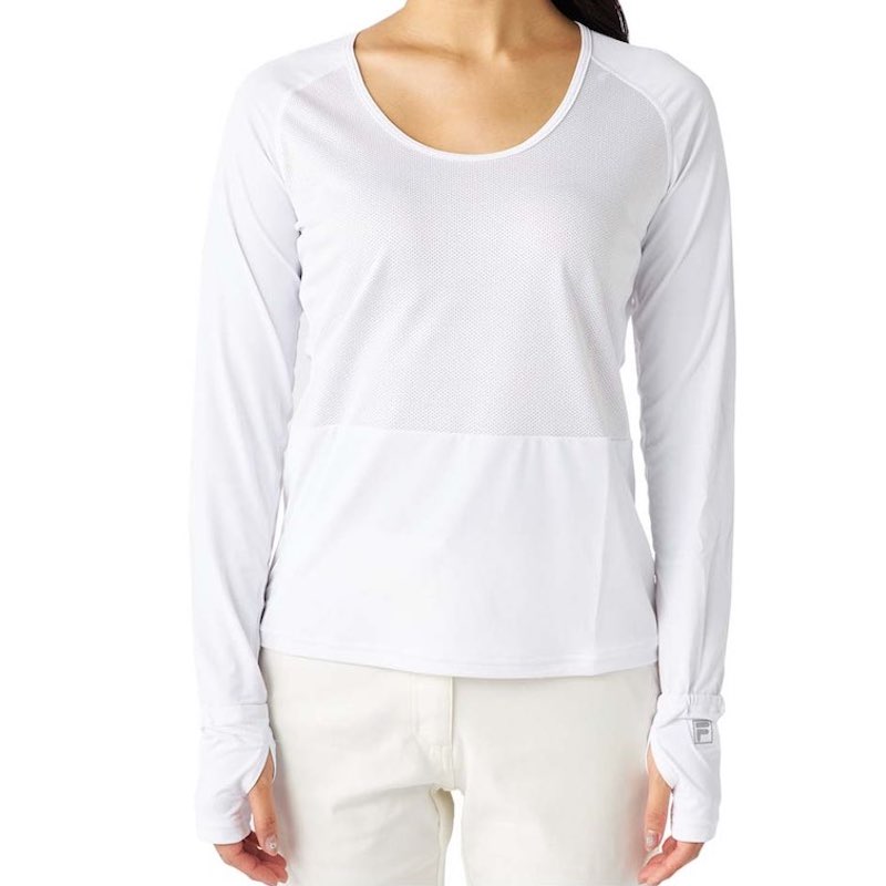 サイズ：L　FILA GOLF レディース クルーネックインナーシャツ 吸汗速乾 UVカット 接触冷感（WT）　　