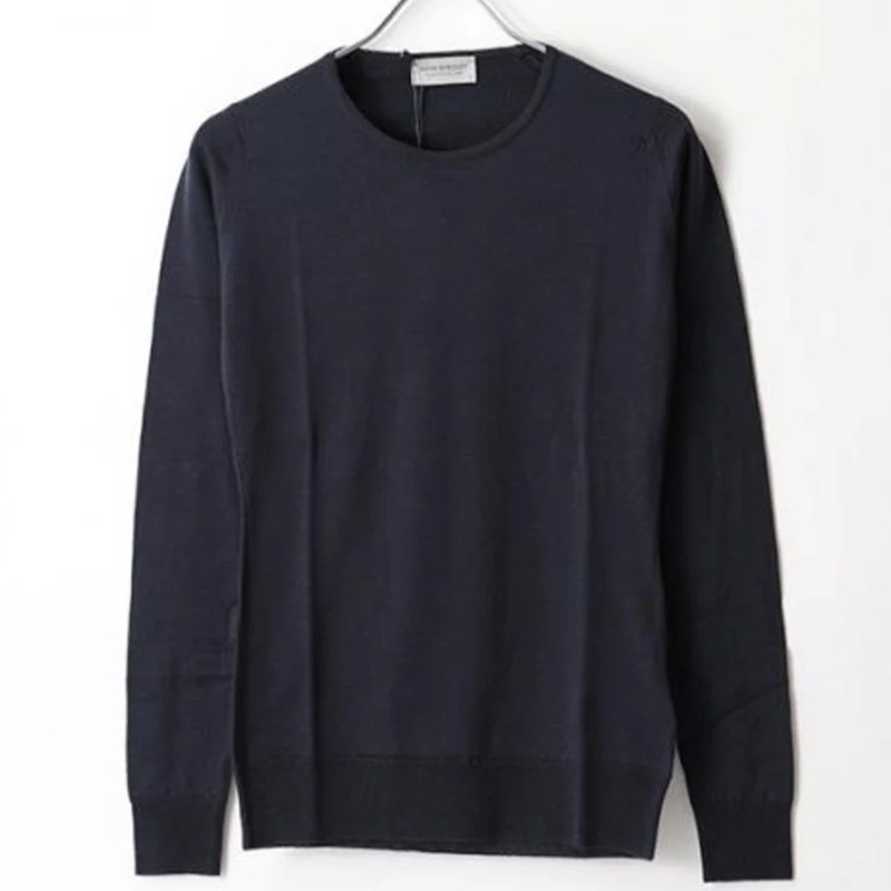 Lサイズ JOHN SMEDLEY GERANIUM クルーネック スリムフィットニット MIDNIGHT　　
