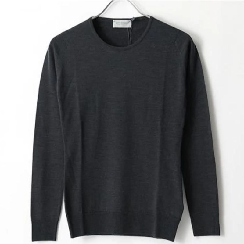 Lサイズ JOHN SMEDLEY GERANIUM クルーネック スリムフィットニット HEPBURNSMOKE　　