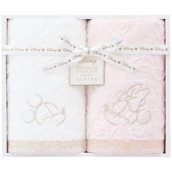 ディズニー　プレミアム フェイスタオル2枚セット ピンク