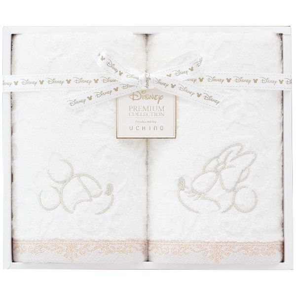 ディズニー　プレミアム フェイスタオル2枚セット ホワイト