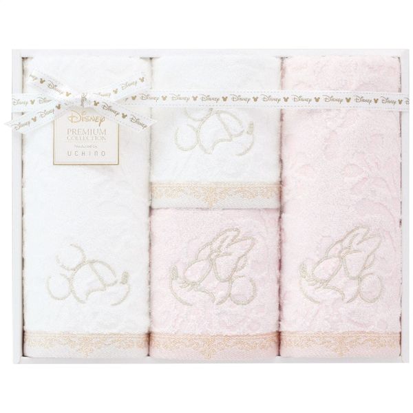 ディズニー　プレミアム フェイス・ウォッシュタオルセット ピンク