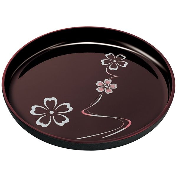 マコトジャパン 花ゆらり 溜塗丸盆(尺丸)