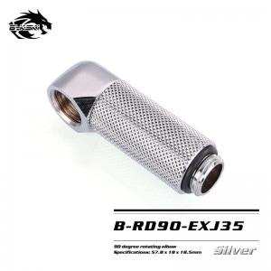 Bykski B-RD90-EXJ Fine 90 degree rotary extension elbow Cooling rotary joint for Blocks silver 35mm