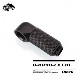 Bykski B-RD90-EXJ Fine 90 degree rotating black extension elbow Cooling rotary joint 30mm