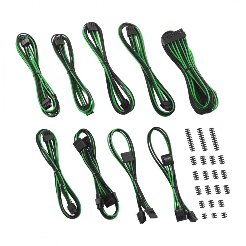 CableMod Classic ModFlex C-Series Cable Kit for Corsair AXi, HXi & RM - BLACK / GREEN (CM-CSI-CKIT-KKG-R)