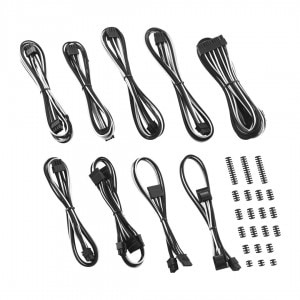 CableMod Classic ModFlex C-Series Cable Kit for Corsair AXi, HXi & RM - BLACK / WHITE (CM-CSI-CKIT-KKW-R)