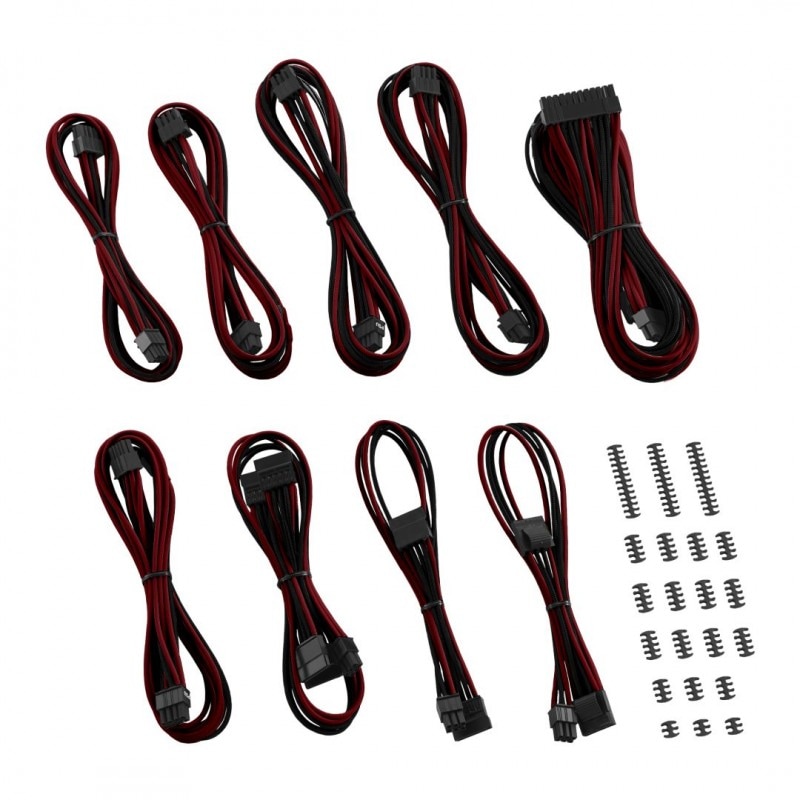 CableMod Classic ModMesh C-Series Cable Kit for Corsair AXi, HXi & RM - BLACK / BLOOD RED (CM-CSI-CKIT-NKKBR-R)