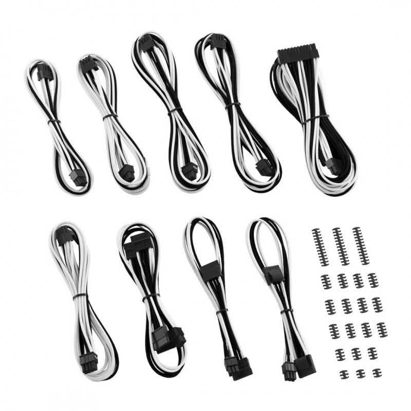 CableMod Classic ModMesh C-Series Cable Kit for Corsair AXi, HXi & RM - BLACK / WHITE (CM-CSI-CKIT-NKKW-R)