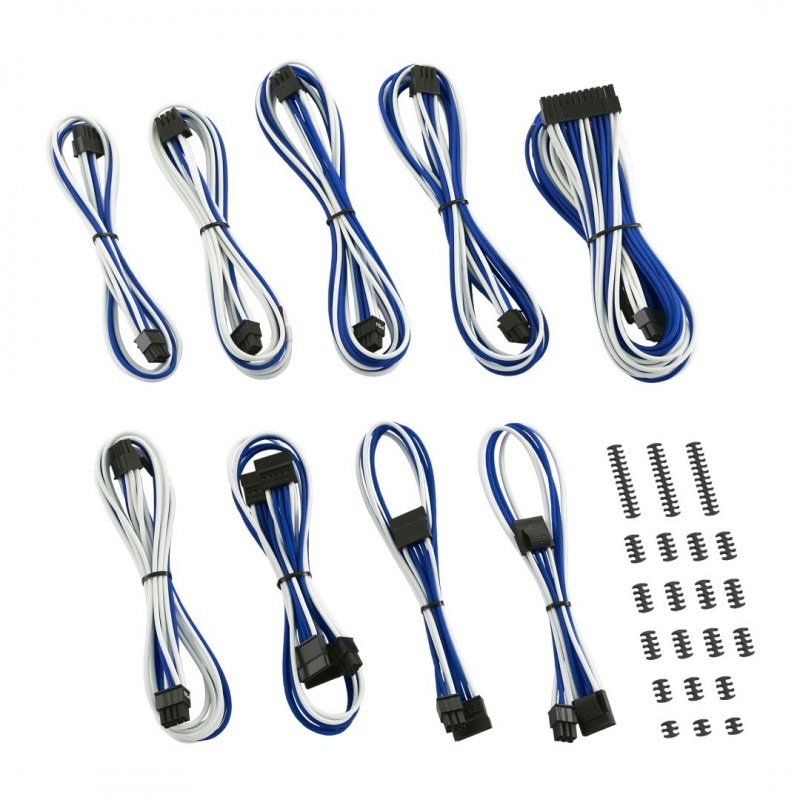 CableMod Classic ModMesh C-Series Cable Kit for Corsair AXi, HXi & RM - WHITE / BLUE (CM-CSI-CKIT-NKWB-R)