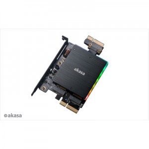 akasa Dual M.2 PCIe SSD adapter with RGB LED light and heatsink