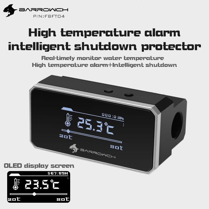 Barrowch multimode OLED display protector with alarm for overheat and Intelligent shutdown Silver