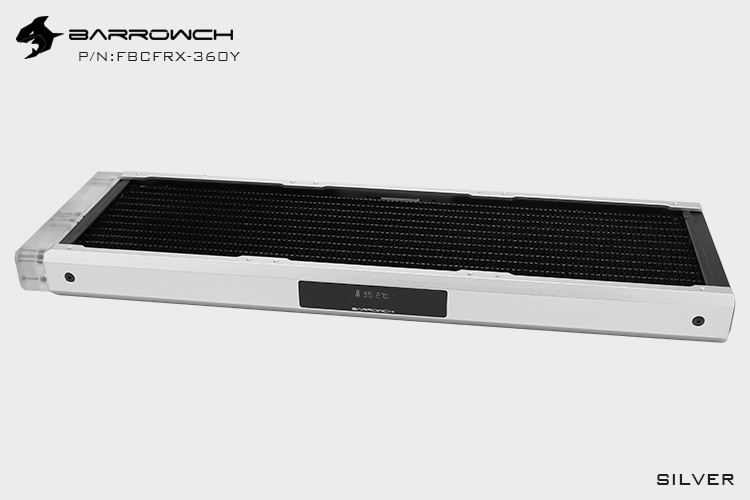 BARROWCH Chameleon Fish series removable 360 radiator with display screen PMMA edition Silver