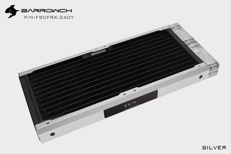 BARROWCH Chameleon Fish series removable 240 radiator with display screen PMMA edition Silver