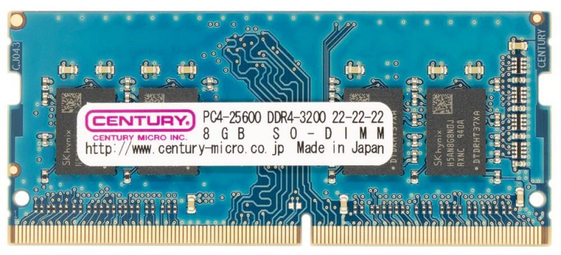 CENTURY MICRO CK8GX2-SOD4U3200H DDR4-3200 Unbuffered 16GB SO-DIMM (8GB2)