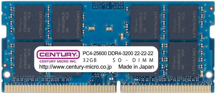 CENTURY MICRO CK16GX2-SOD4U3200 DDR4-3200 Unbuffered 32GB SO-DIMM 