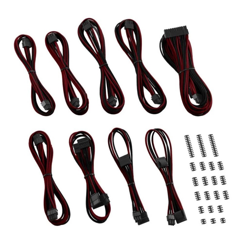 CableMod Classic ModMesh E-Series Cable Kit for EVGA G5 / G3 / G2 / P2 / T2 - BLACK / BLOOD RED (CM-EV2-CKIT-NKKBR-R)