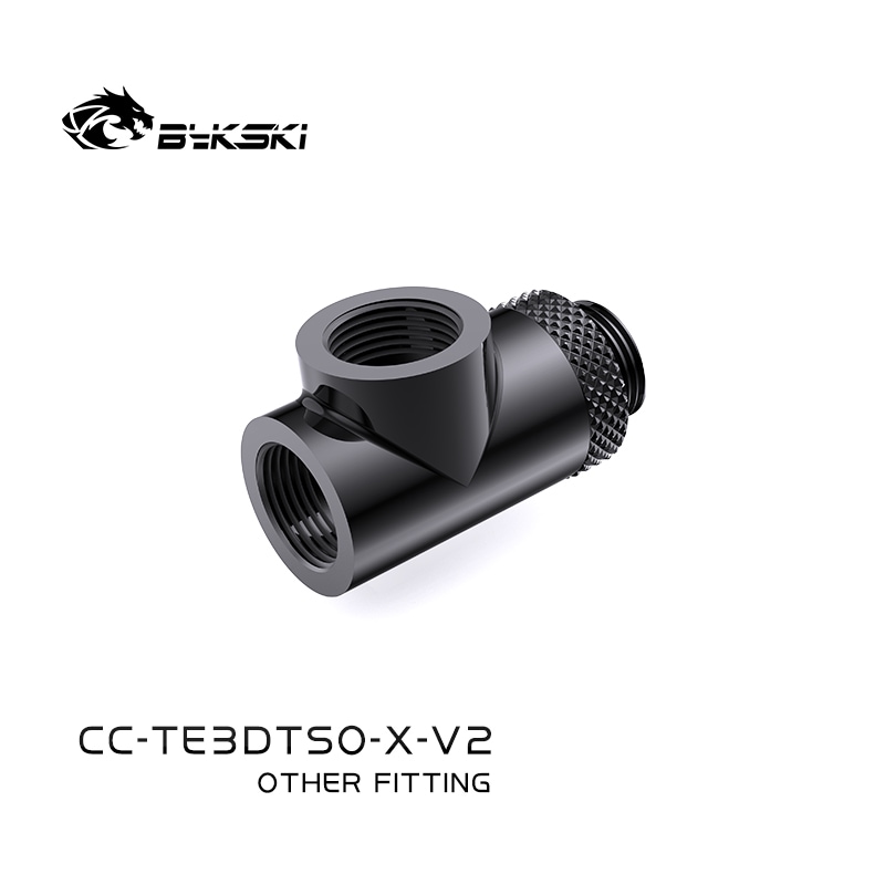 Bykski Male to Dual Female 90 Degree Rotary T Adapter Fitting Black