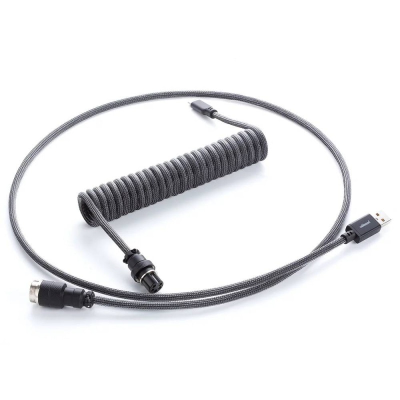 CableMod Pro Coiled Keyboard Cable (Carbon Grey, USB A to USB Type C, 150cm)