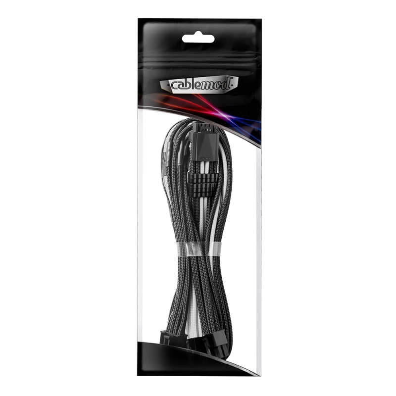 CableMod C-Series Pro ModMesh Sleeved 12VHPWR PCI-e Cable for Corsair - Black / White (CM-PCSR-16P3-N60KKW-5PK-R)