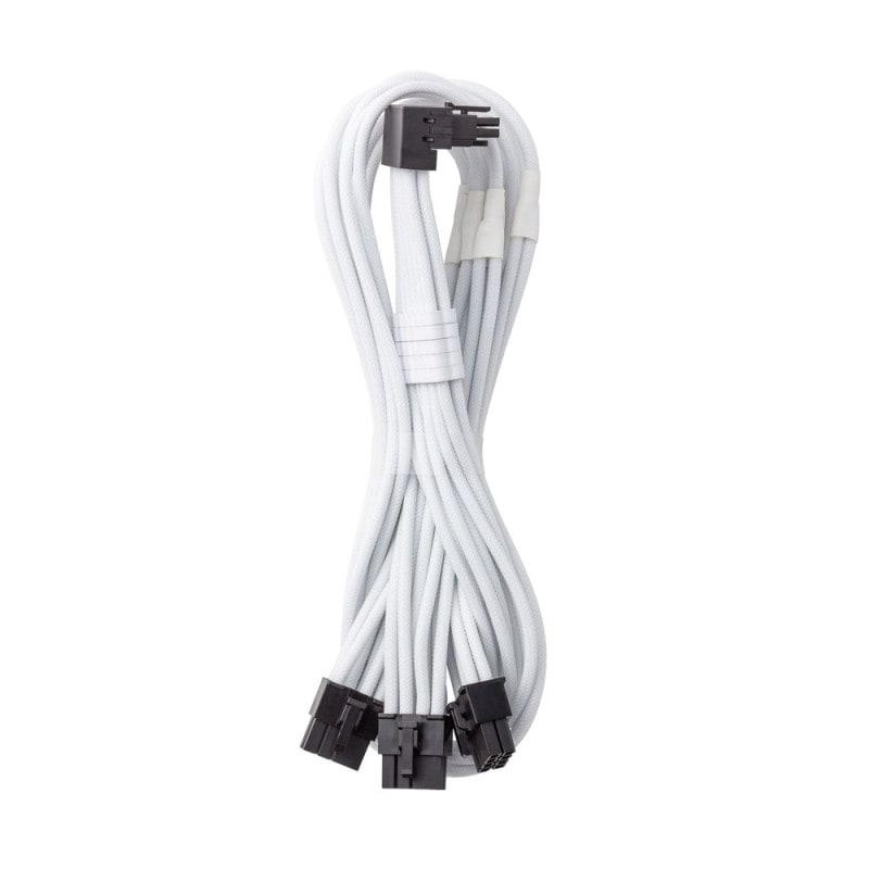 CableMod C-Series Pro ModMesh Sleeved 12VHPWR 90 Degree StealthSens PCI-e Cable for Corsair (16-pin to 3 x 8-pin PCI-e, Variant A, White)