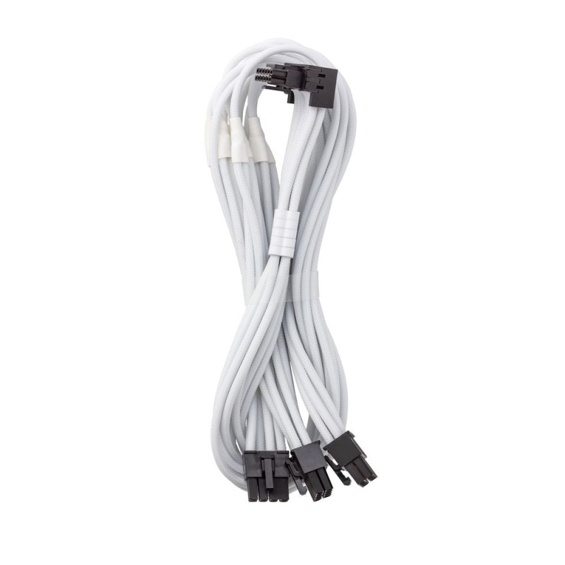 CableMod C-Series Pro ModMesh Sleeved 12VHPWR 90 Degree StealthSens PCI-e Cable for Corsair (16-pin to 3 x 8-pin PCI-e, Variant B, White)