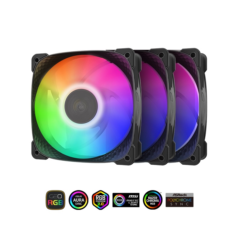 PC ファン 強力 38mm 厚 PWM 120mm SQUAMA 3805B GEOMETRIC FUTURE SQUAMA 3805B トリプルパック | PCパーツ