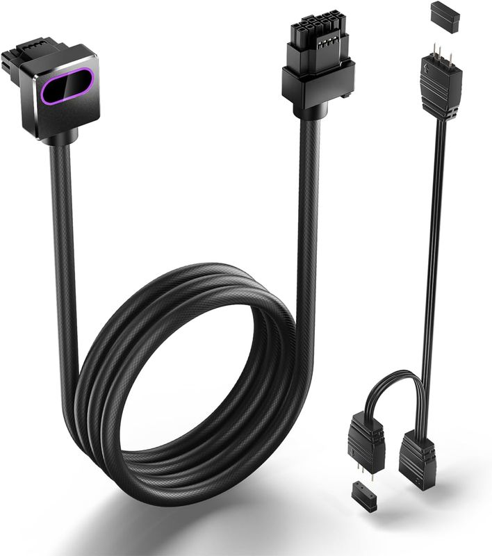 ASIAHORSE Hydrus ARGB PSU Extension Cable 16PIN-GPU Type-A 50CM Black