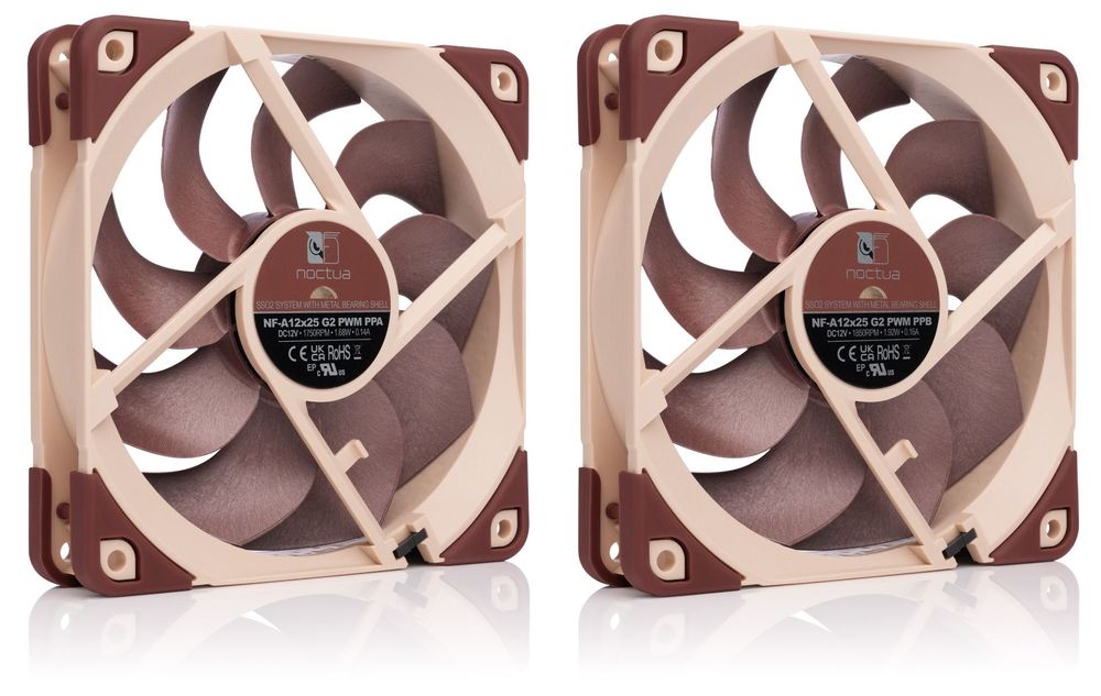 Noctua NF-A12x25 PWM 120mmファン 2個セット Noctua NF-A12x25 PWM 120x120x25mm, 2000rpm, 22.6dbA, 102.1m³