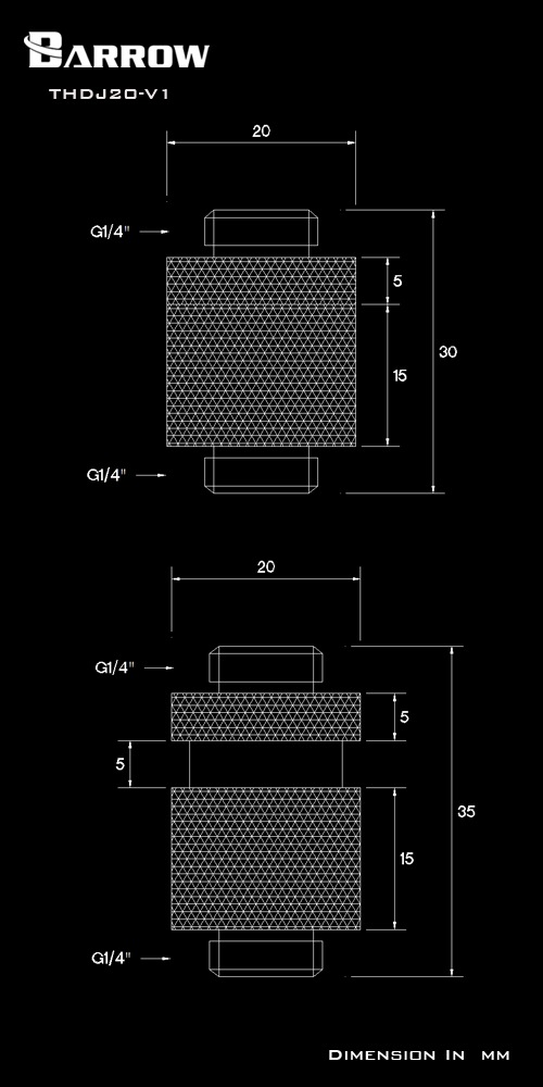 BARROW Minor Adjustment Set - 20mm(Male To Male) Black