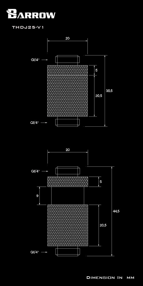 BARROW Minor Adjustment Set - 25mm(Male To Male) Shiny silver