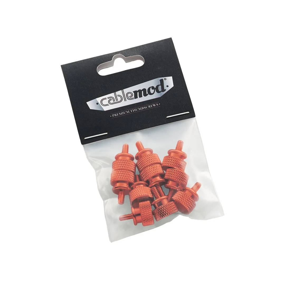 CableMod Anodized Aluminum Thumbscrews - UNC 6-32 - ORANGE (CM-ATS-C632-10-O-R)