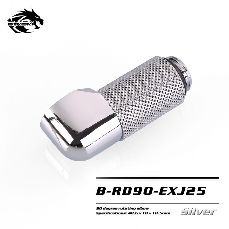 Bykski B-RD90-EXJ Fine 90 degree rotary extension elbow Cooling rotary joint for Blocks silver 25mm