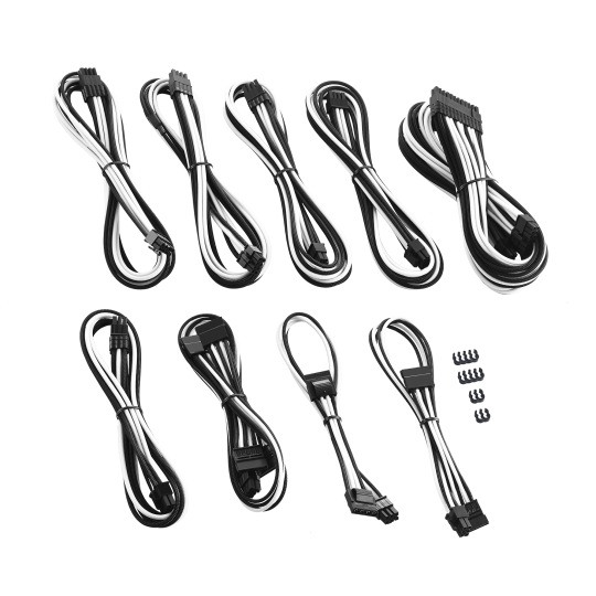CableMod PRO ModMesh C-Series AXi, HXi & RM Cable Kit - BLACK / WHITE (CM-PCSI-FKIT-NKKW-R