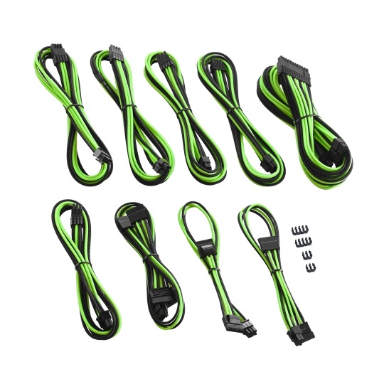 CableMod PRO ModMesh C-Series AXi, HXi & RM Cable Kit - BLACK / LIGHT GREEN (CM-PCSI-FKIT-NKKLG-R)