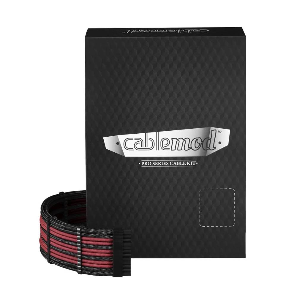 CableMod RT-Series PRO ModMesh Cable Kit for ASUS and Seasonic - BLACK / BLOOD RED (CM-PRTS-FKIT-NKKBR-R)