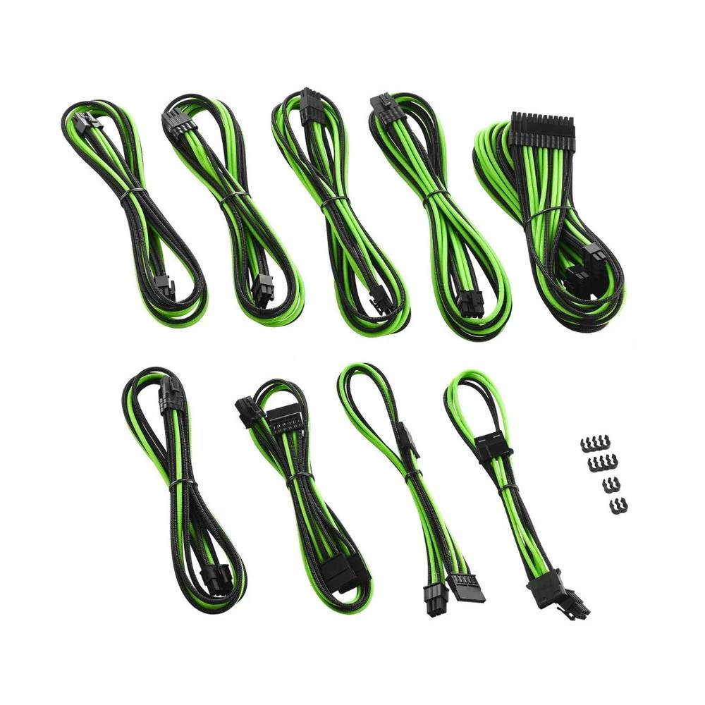 CableMod RT-Series PRO ModMesh Cable Kit for ASUS and Seasonic - BLACK / LIGHT GREEN (CM-PRTS-FKIT-NKKLG-R)